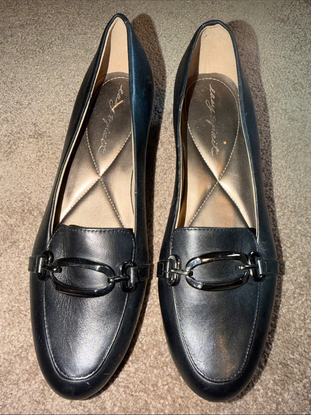 Easy Spirit Low Heel Black Leather Pumps w/Buckle Women's  Size 8.5 Wide